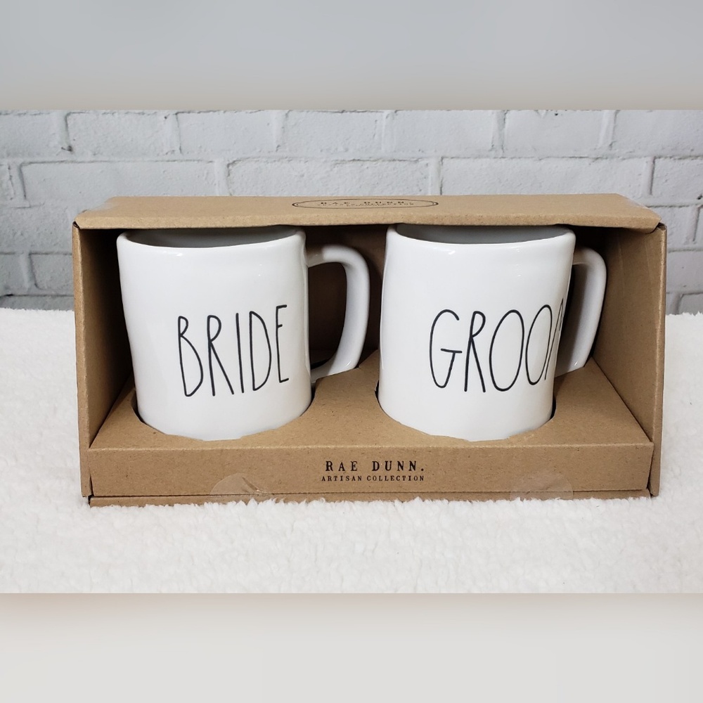 🆕️☕BNIB Rae Dunn Bride & Groom Mug Set Wedding